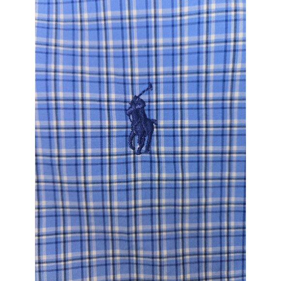 Ralph Lauren Mens Classic Fit Blue Plaid Dress Shirt XL - Picture 7 of 8